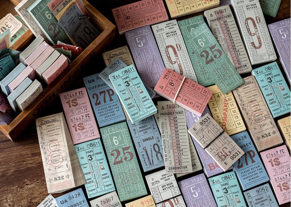 Vintage Bus/Train Tickets Paper Pads Mo Card