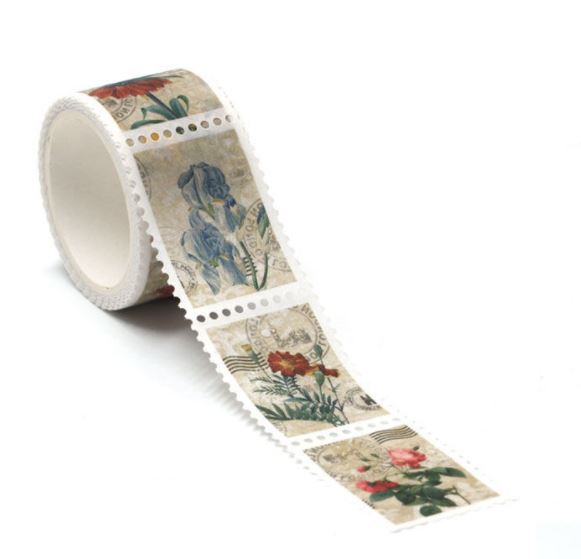 Vintage Flowers Perforated Washi Tape 25mm x 3m