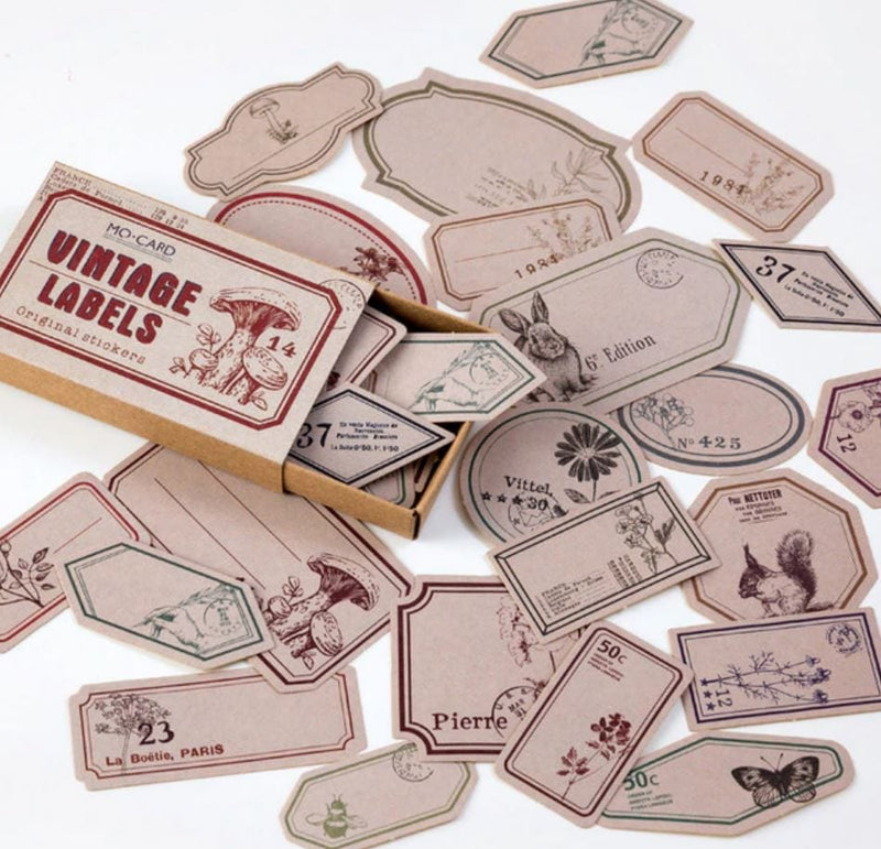 MoCard Vintage Labels Sticker Flakes in a Matchbox