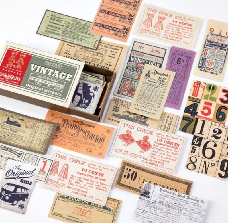 MoCard Vintage Labels Sticker Flakes in a Matchbox