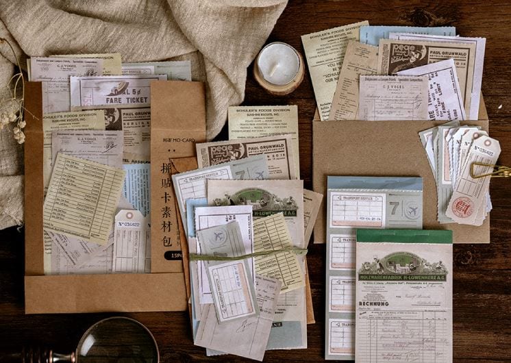 MoCard Vintage Bill Series Retro Tearable Memo Pad/Ephemera Pad (Receipts, Boarding Pass, Etc)