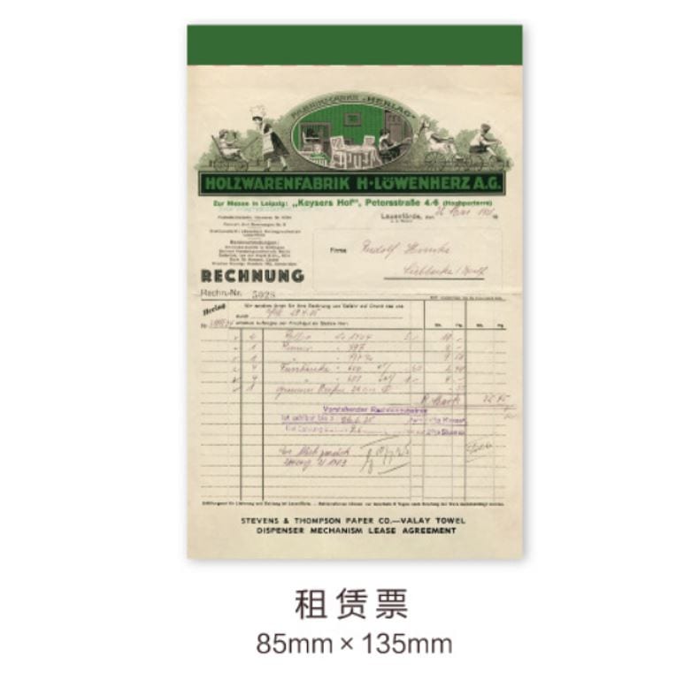 MoCard Vintage Bill Series Retro Tearable Memo Pad/Ephemera Pad (Receipts, Boarding Pass, Etc)