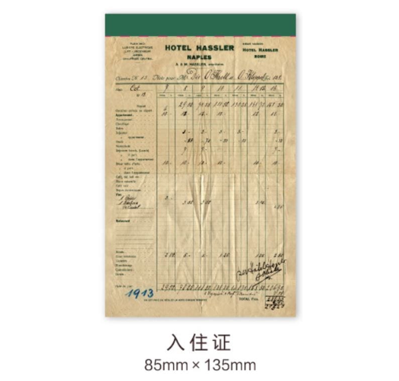 MoCard Vintage Bill Series Retro Tearable Memo Pad/Ephemera Pad (Receipts, Boarding Pass, Etc)