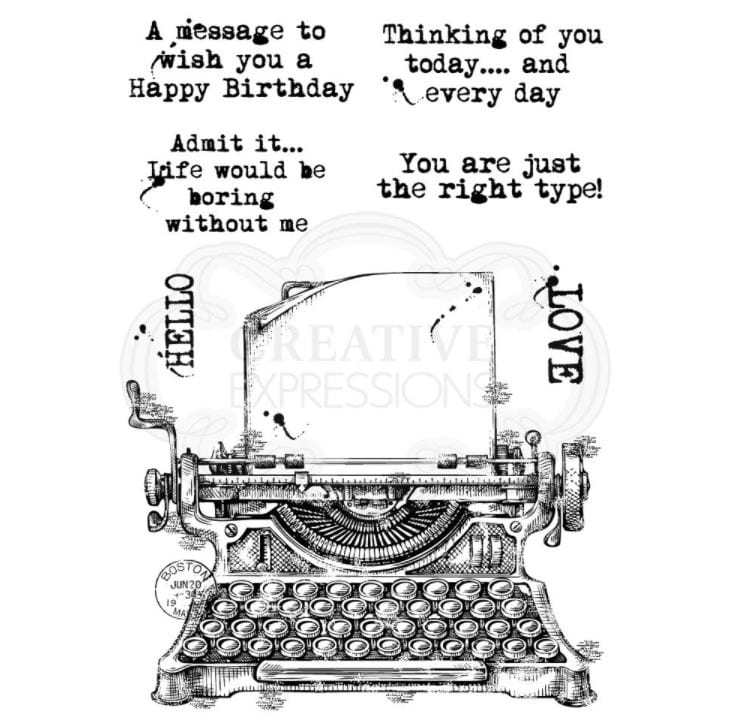 Woodware Vintage Typewriter Clear Stamps 4"X6"