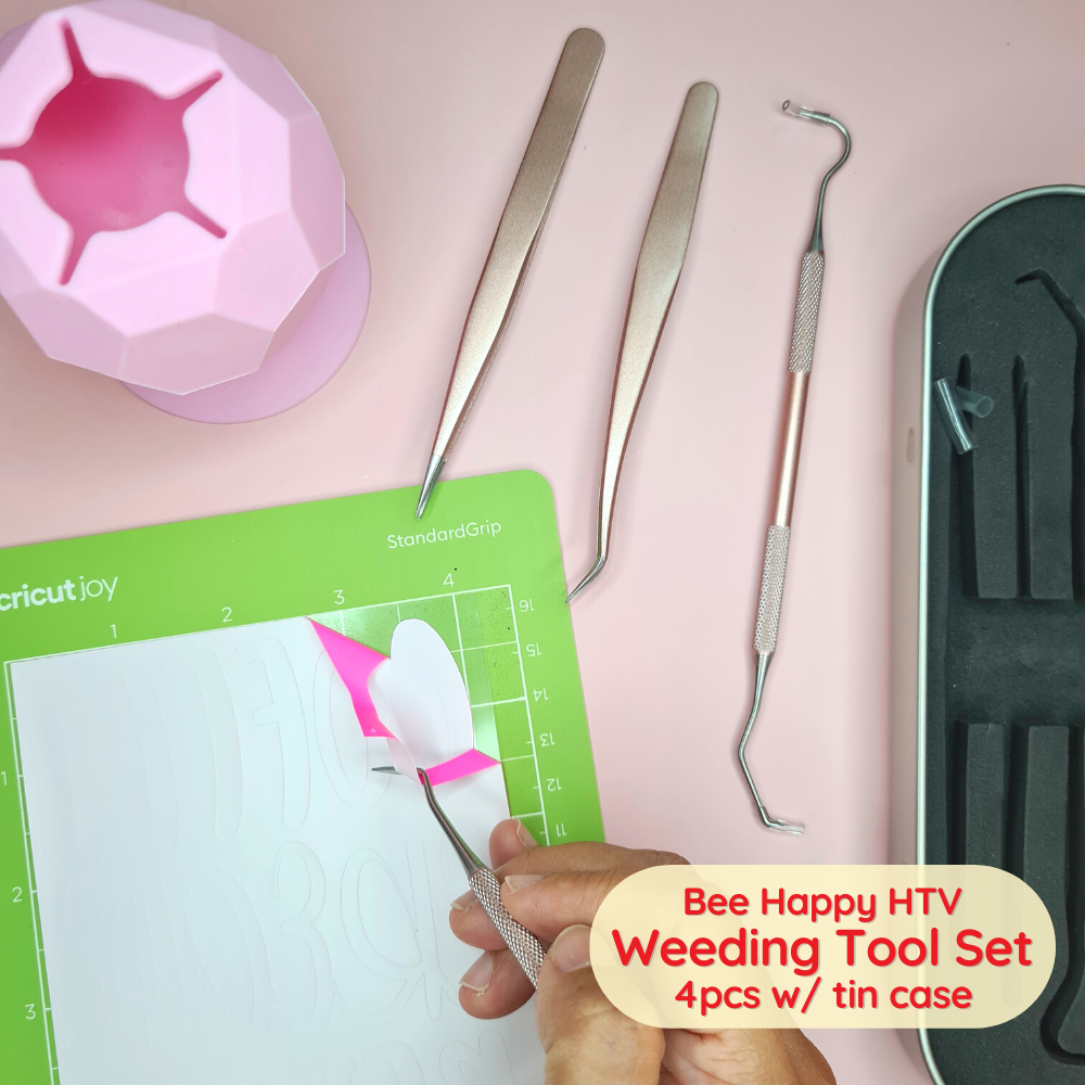 Bee Happy Stainless Steel Comfort Grip Vinyl Weeding Tool Set in Tin Case