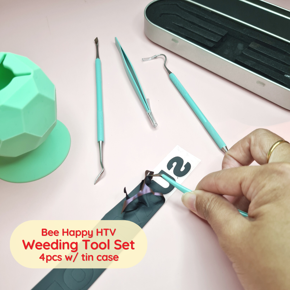 Bee Happy Stainless Steel Comfort Grip Vinyl Weeding Tool Set in Tin Case