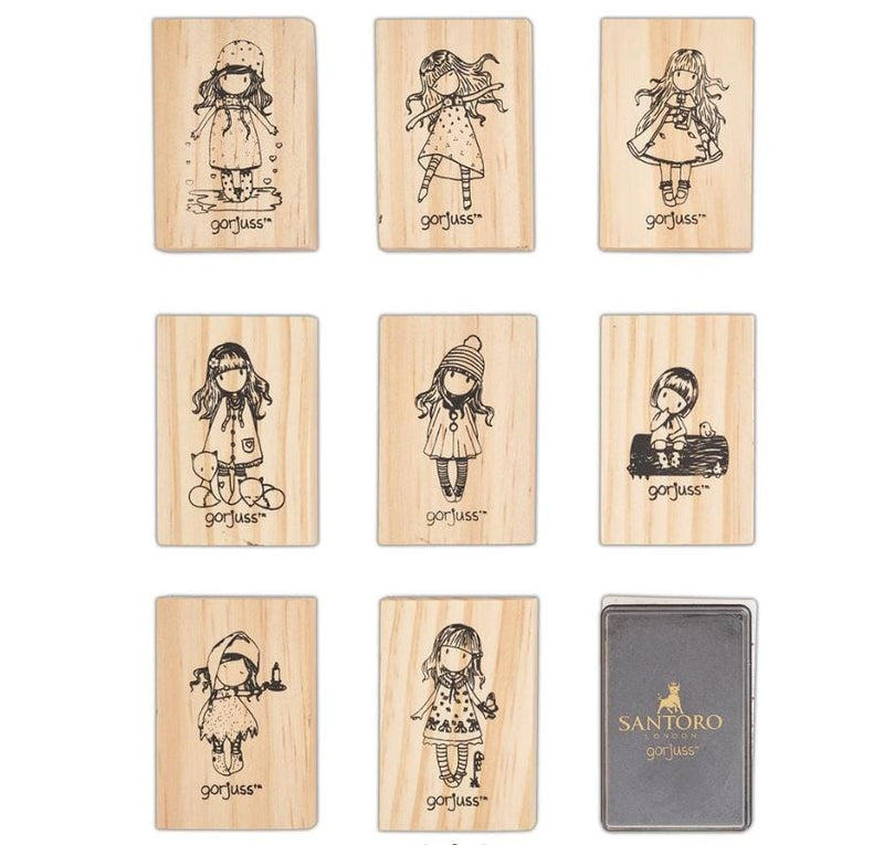 Gorjuss Santoro Wooden Stamp and Ink Set 9/Pk