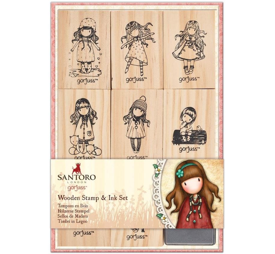 Gorjuss Santoro Wooden Stamp and Ink Set 9/Pk