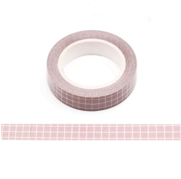 Washed Pink Grid Pattern Washi Tape 10mm x 10m