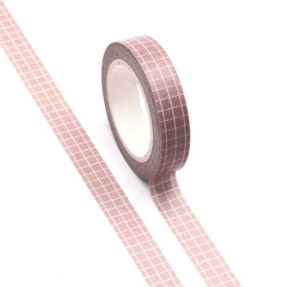 Washed Pink Grid Pattern Washi Tape 10mm x 10m