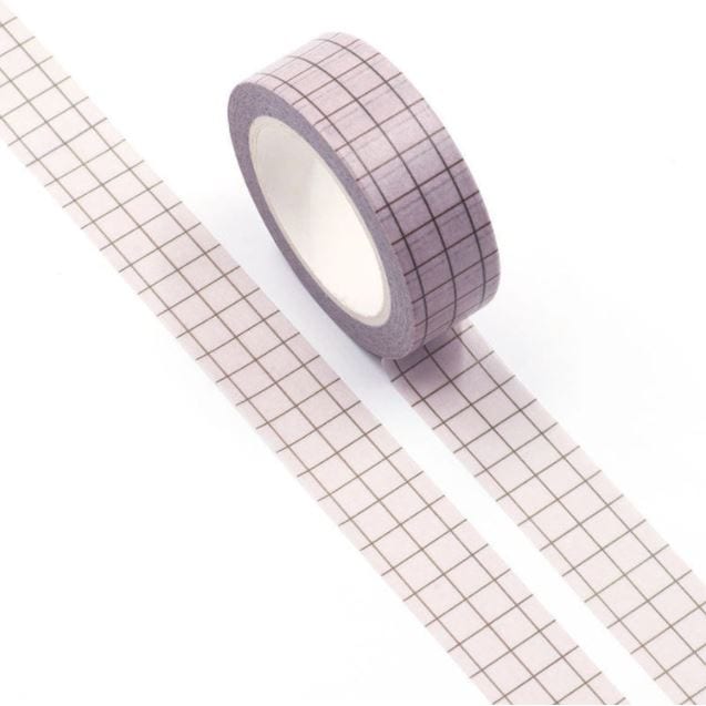 Washed Pink Grid Pattern Washi Tape 15mm x 10m