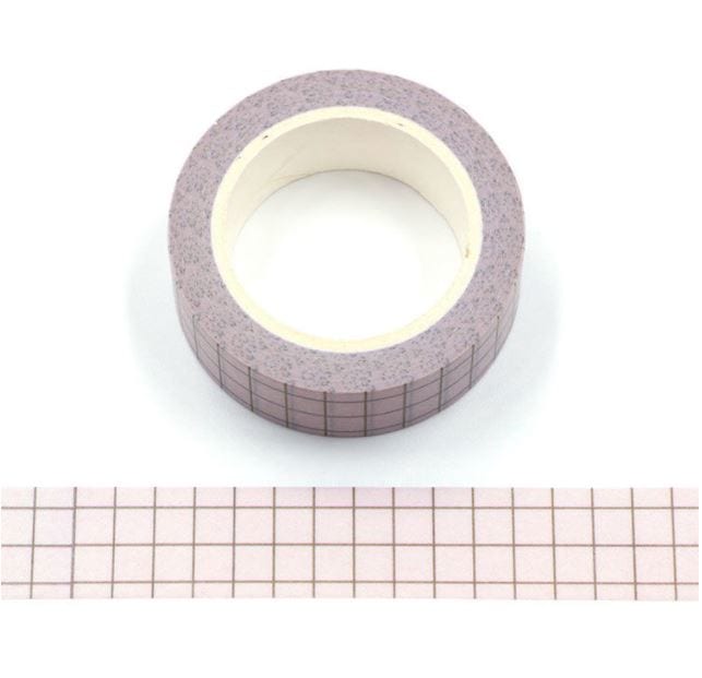 Washed Pink Grid Pattern Washi Tape 15mm x 10m