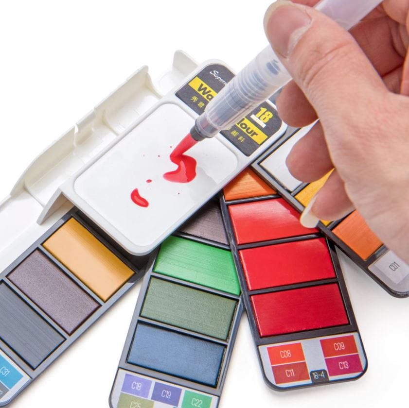 Superior Watercolor Fan / Foldable Watercolor Set w/ Brush
