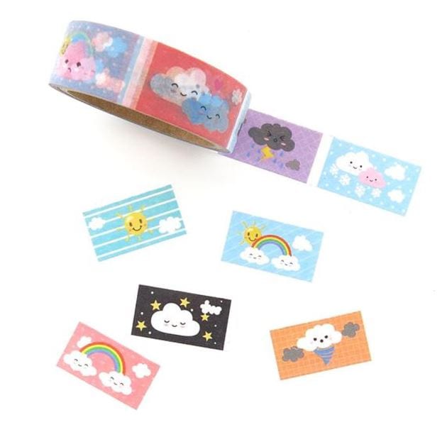 Pattern Weather Tape Weather Forecast Easy-Tear Washi Tape 15mm x 5m