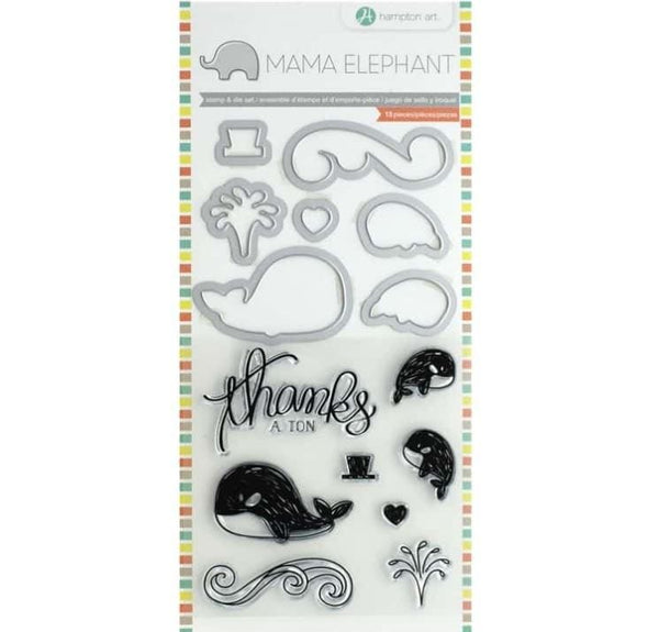 Hampton Art Mama Elephant Whale Clear Stamp & Die Set