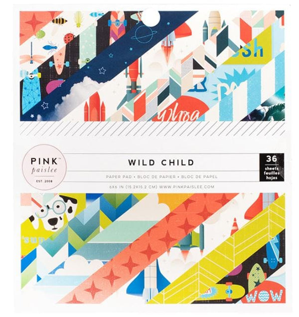 Pink Paislee Wild Child Boy 6" x 6" Paper Pad 36 Sheets
