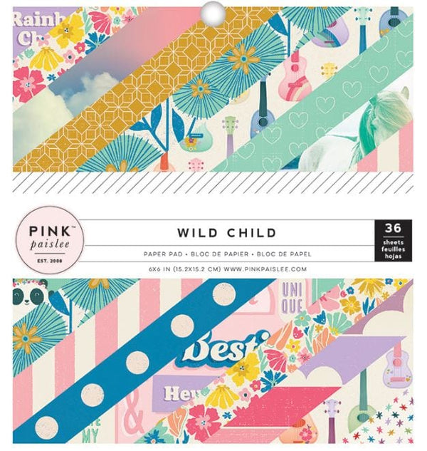 Pink Paislee Wild Child Girl 6" x 6" Paper Pad 36 Sheets