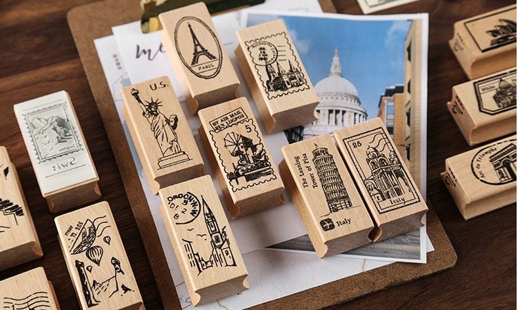 Cardlover Travel Around the World Landmarks Rubber Stamps