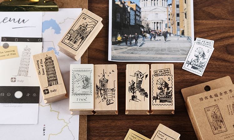 Cardlover Travel Around the World Landmarks Rubber Stamps