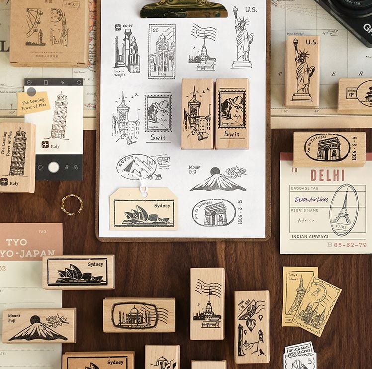 Cardlover Travel Around the World Landmarks Rubber Stamps