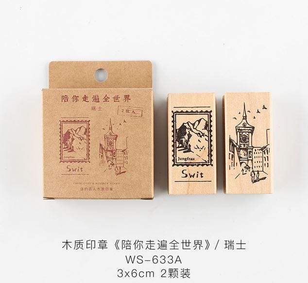 Cardlover Travel Around the World Landmarks Rubber Stamps