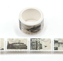World Landmark Postage Stamps Perforated Washi Tape 25mm x 3m