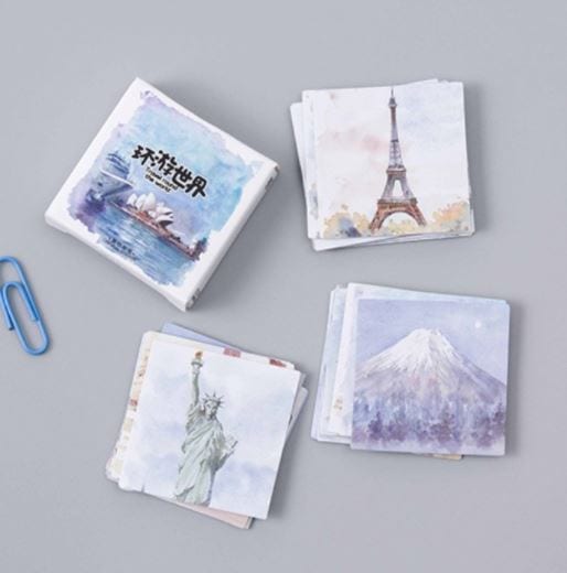 Mo Card World Landmark Artworks Sticker Flakes in a Box