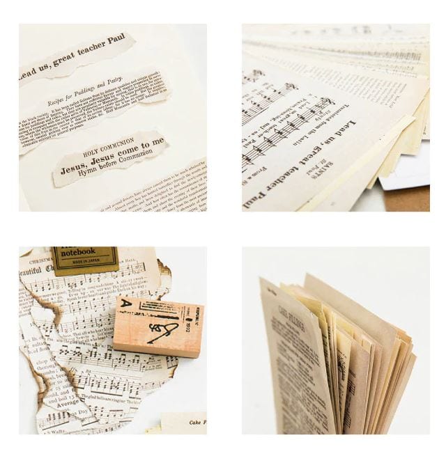 Yanji Old Book Pages Ephemera Loose Sheets (57pcs)