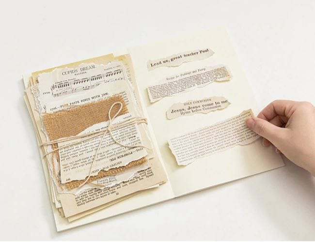 Yanji Old Book Pages Ephemera Loose Sheets (57pcs)