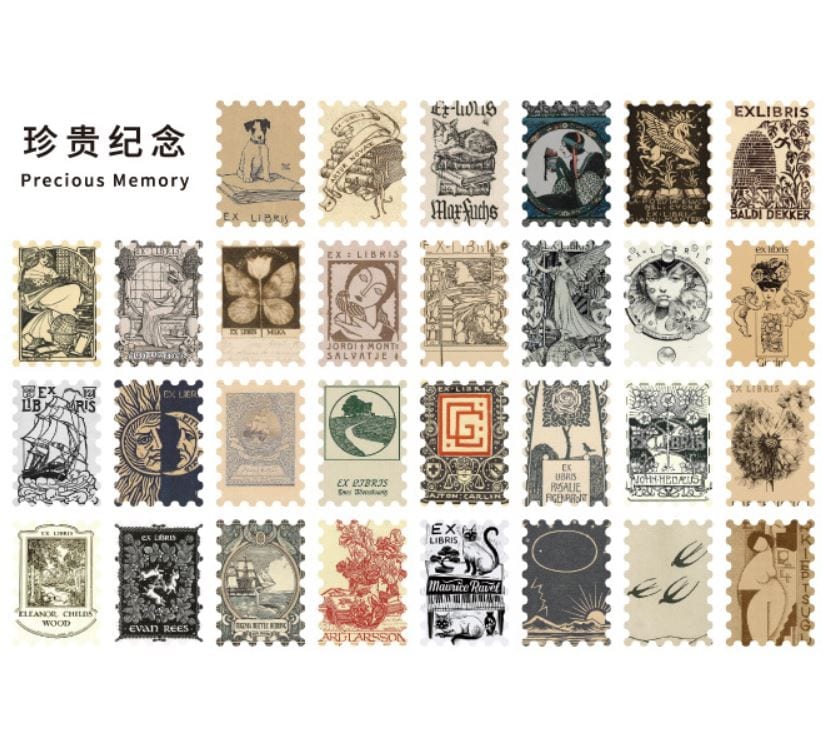 Yanji Large Postage Stamps Vintage Sticker Flakes Yanji (60pcs)