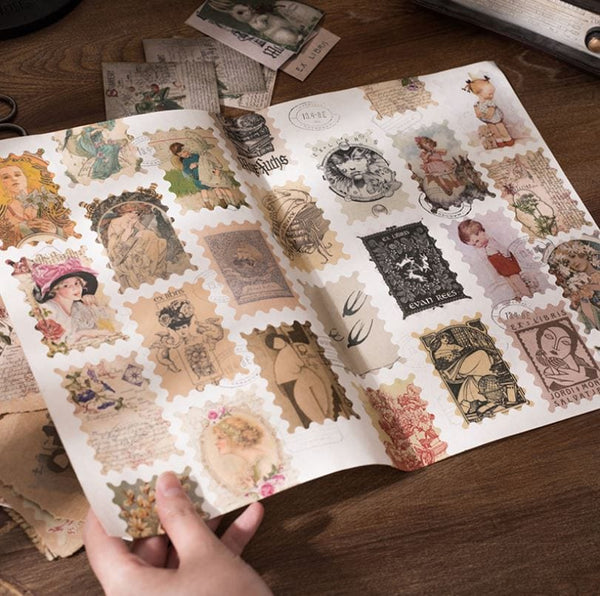 Yanji Large Postage Stamps Vintage Sticker Flakes Yanji (60pcs)