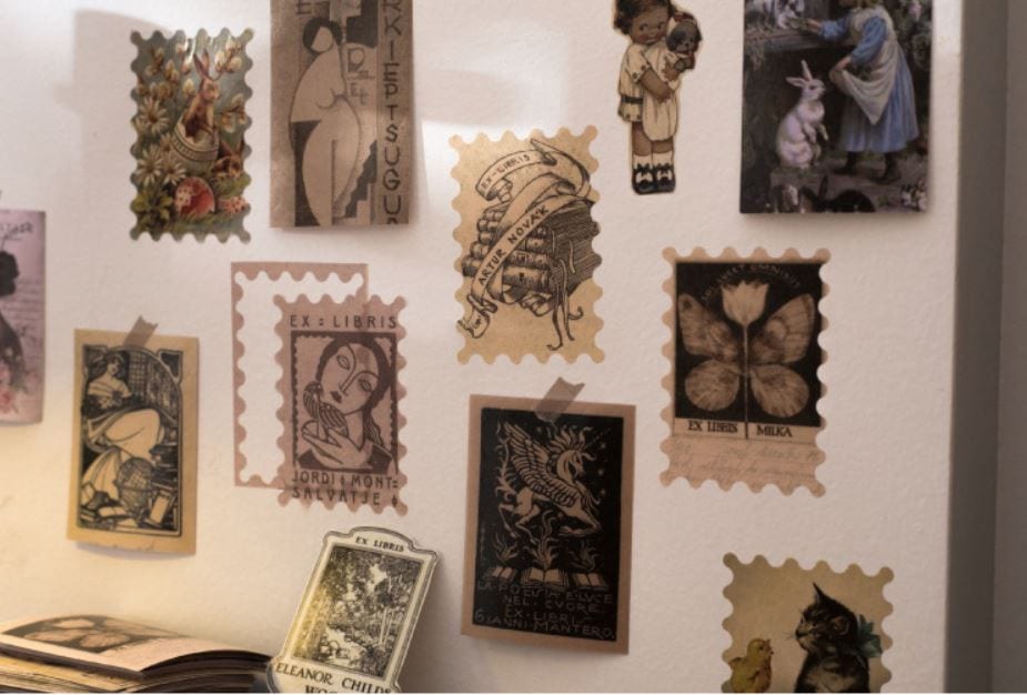 Yanji Large Postage Stamps Vintage Sticker Flakes Yanji (60pcs)