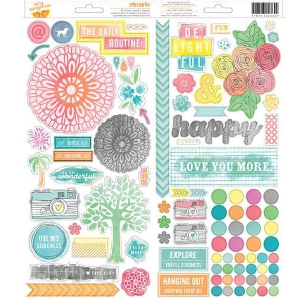 American Crafts Organize Yes Please Remarks Stickers 5.5" x 12" 2 Sheets