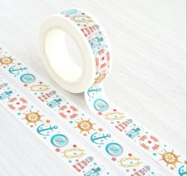 Nautical Sea Beach Pattern Washi Tape 15mm x 10mm