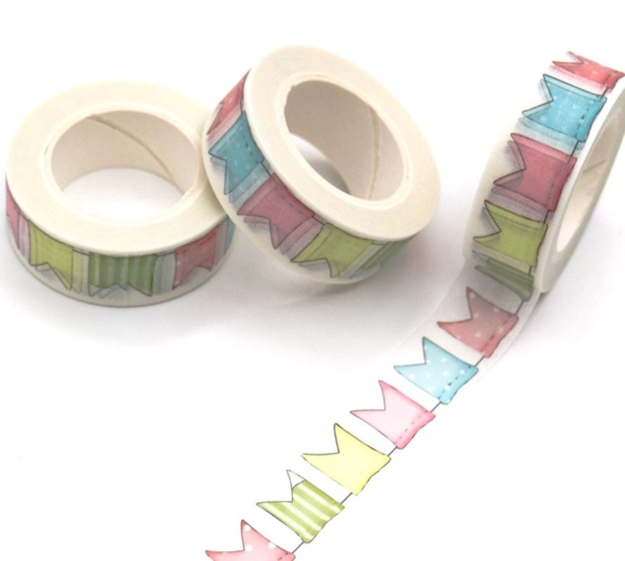 Cute Colorful Banners Masking Tape 15mm x 10m
