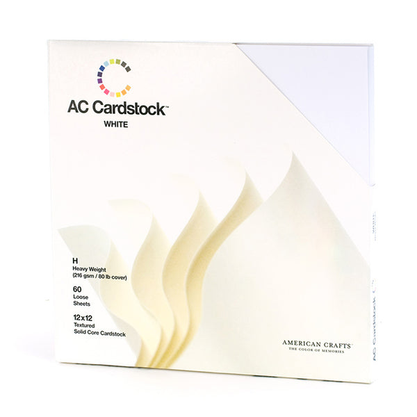 American Crafts Textured Cardstocks Variety Pack White 12" x 12", 60 Sheets 216gsm