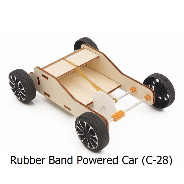 Rubber Band Powered Car C-28 Basic STEM Toy Kit