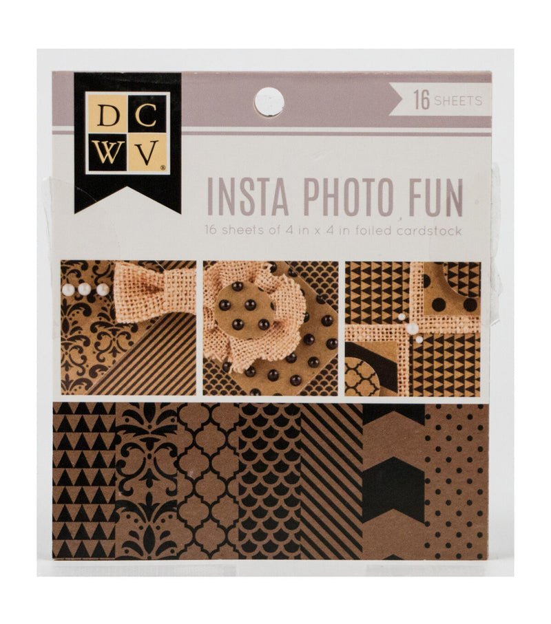 DCWV Kraft with Black Foil Insta Photo Fun 4"x4" Printed Cardstock