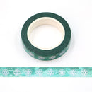 Watercolor Green Holographic Foil Snowflake Washi Tape 10mm x 10m