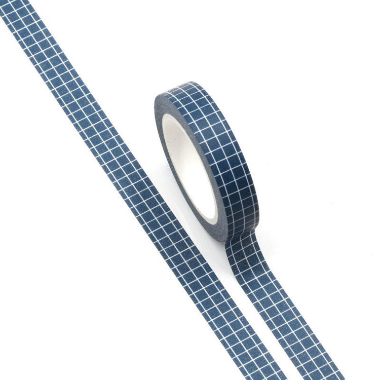 Dark Blue Grid Pattern Washi Tape 10mm x 10m