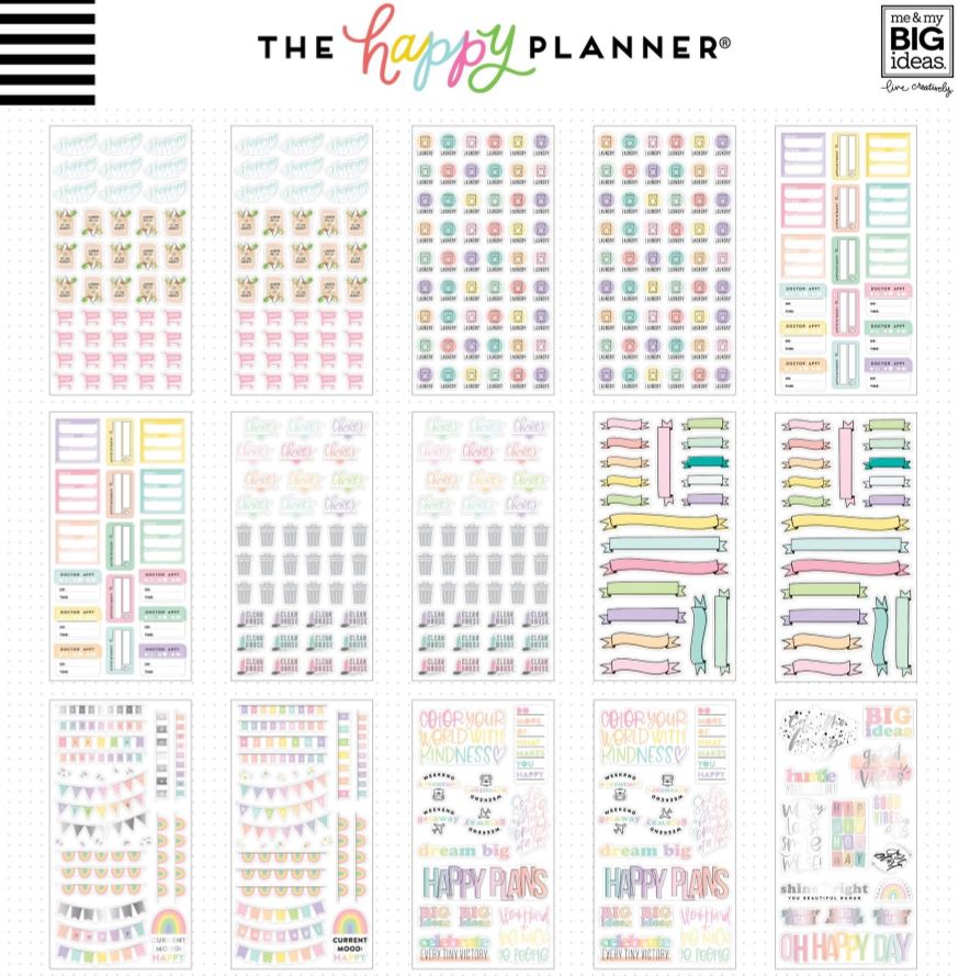Me & My Big Ideas Pastels 100 Sheets Happy Planner Mega Value Pack Stickers