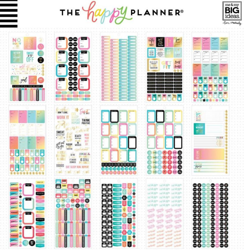 Me & My Big Ideas Work it Out Mini Planner Value Pack Stickers-Create 365 Happy Planner Stickers 1939 Stickers