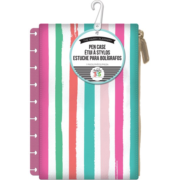 Pink with Painted Multi Stripe Happy Planner Snap-In Pouch 6.25"x8.75"
