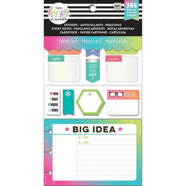 Me and My Big Ideas Productivity Happy Planner Multi Accessory Pack -  Sticky Notes/Sticker/Cards