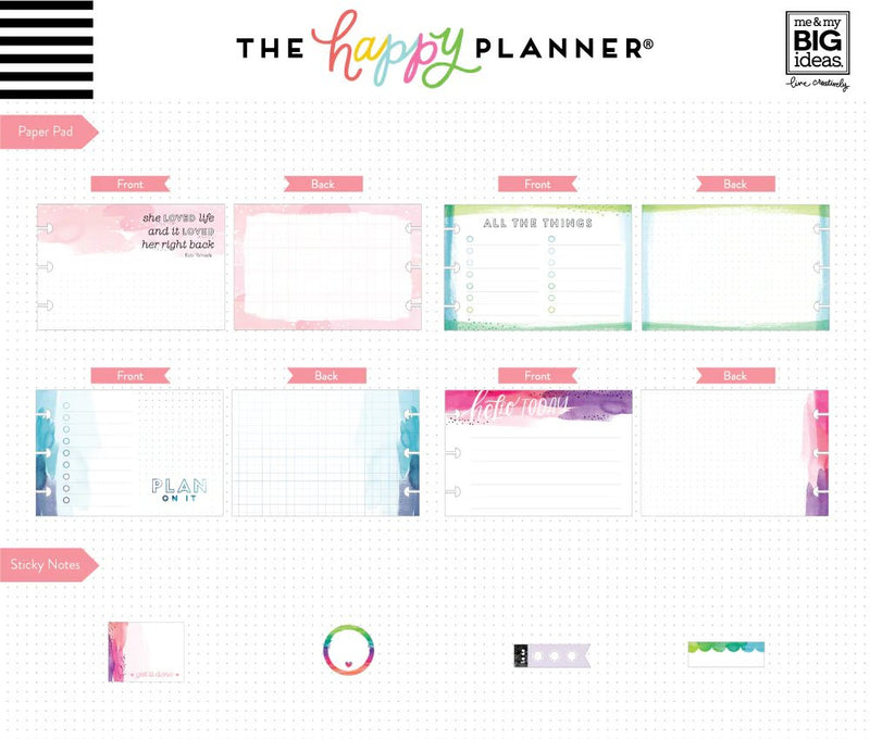 Watercolor Brights Happy Planner Multi Accessory Pack -  Sticky Notes/Sticker/Cards