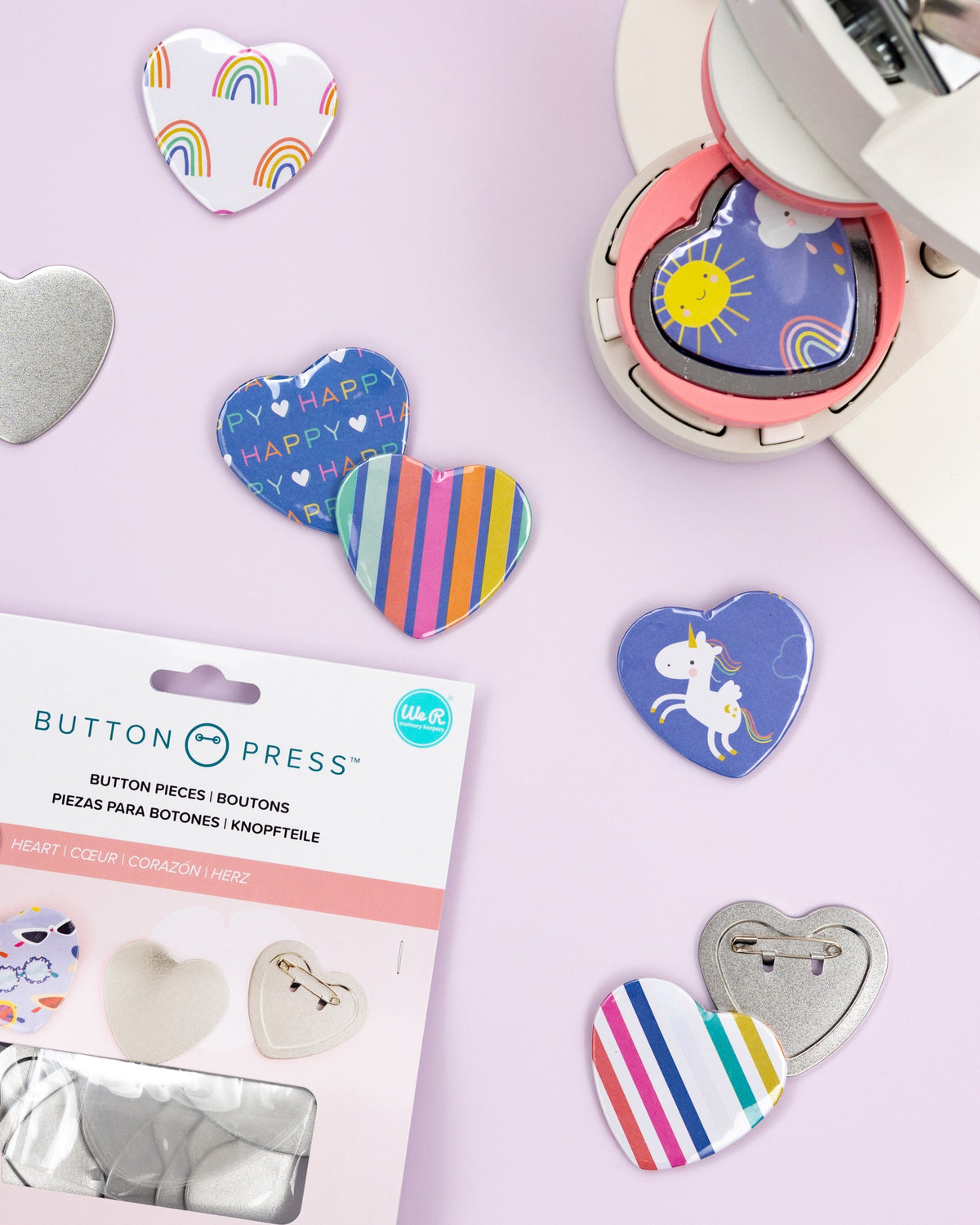 We R Memory Keepers Heart-Button Press Insert