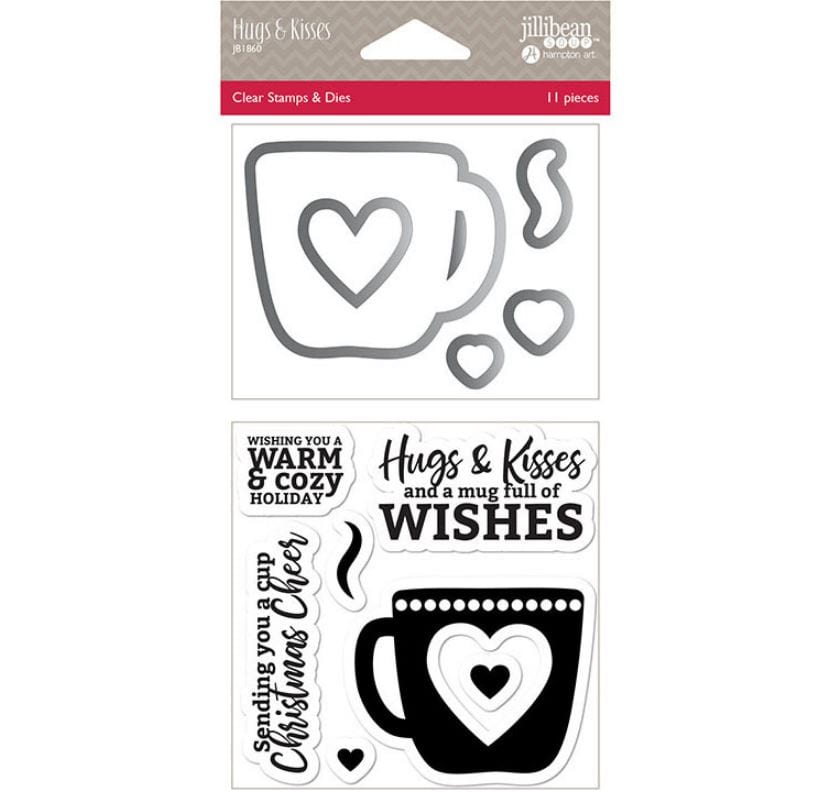 Hampton Art Jillibean Soup Hugs and Kisses Shaker Clear Stamp & Die Set