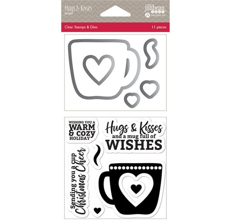 Hampton Art Jillibean Soup Hugs and Kisses Shaker Clear Stamp &amp; Die Set