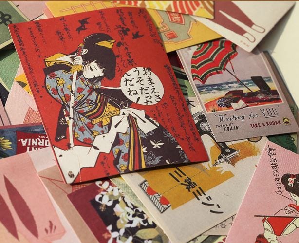Retro Sticker Japan Candy Poetry Japanese Retro Sticker Flakes - 20pcs
