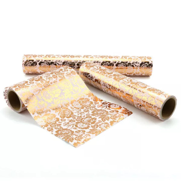 Foil Gold Peony Wrapping Washi Sheet Roll (No Adhesive) - 5 Meters